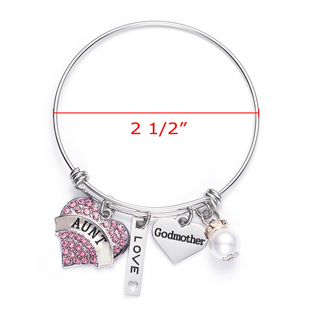 LParkin Aunt Bangle Godmother Bracelet Jewelry Gifts for Godmothers New Aunt Bangle Charm Bracelets
