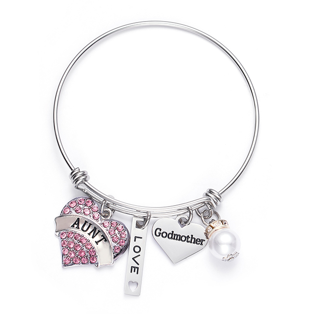 LParkin Aunt Bangle Godmother Bracelet Jewelry Gifts for Godmothers New Aunt Bangle Charm Bracelets