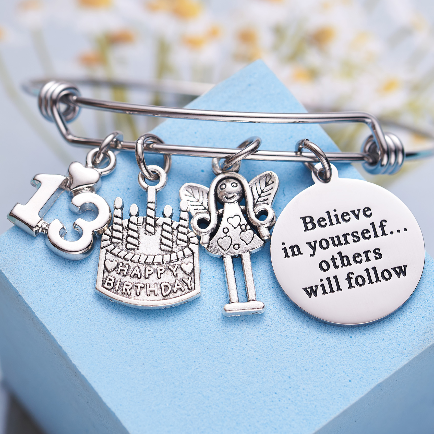 LParkin 13th Birthday Gifts for Girls Gifts for Her Stainless Steel Expandable Bangle