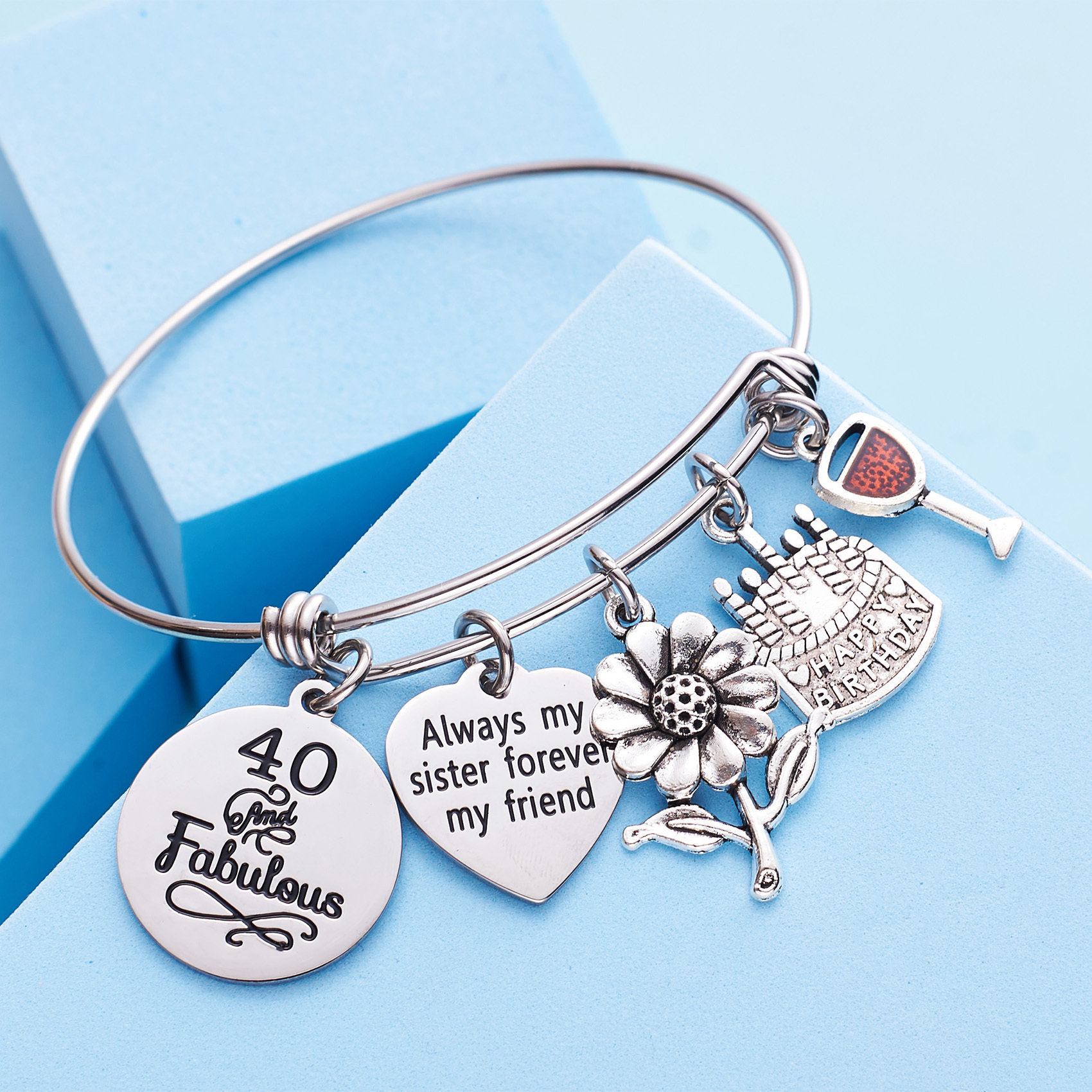 LParkin 30th 40th Birthday Gifts for Women Sister Gifts from Sister Always My Sister Foerver My Friend Fabulous Bracelets