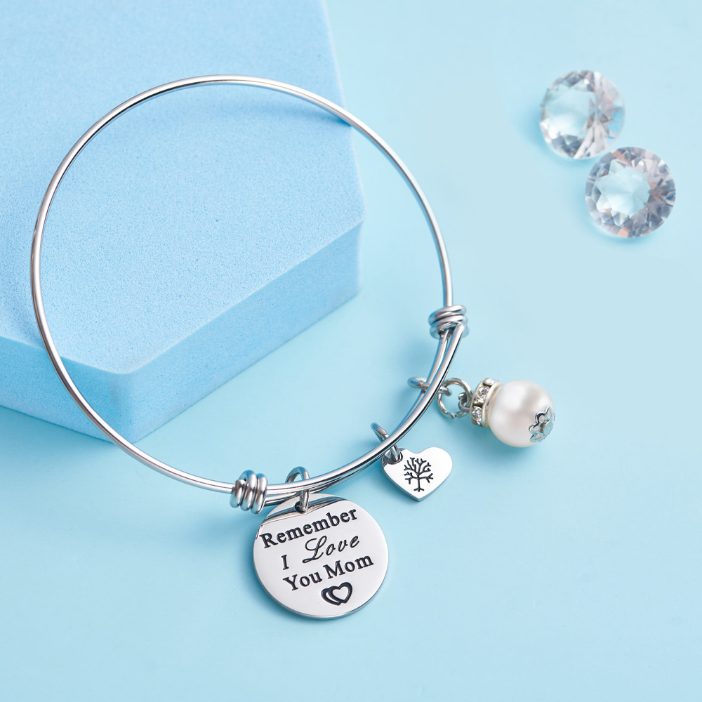 LParkin for Mom Remember I Love You Mom Gift for Mom Mother Bangle Bracelets for Women