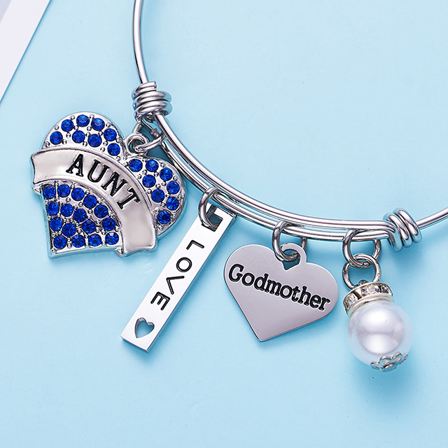 LParkin Aunt Bangle Godmother Bracelet Jewelry Gifts for Godmothers New Aunt Bangle Charm Bracelets