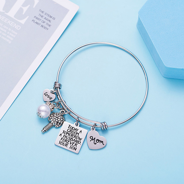 LParkin Mother of The Groom Gift Bracelet Today a Groom Tomorrow a Husband Forever Your Son Bangle Bracelets