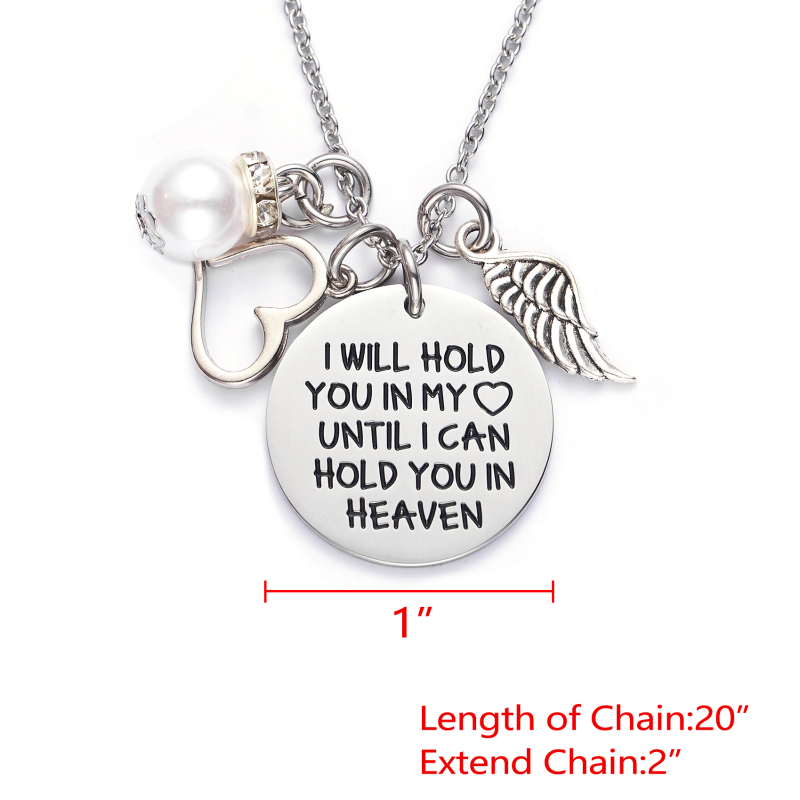 LParkin Memorial Necklace I Will Hold You in My Heart Until I Can Hold You in Heaven Pendant Loss of Child Necklace Heart Necklace Cremation Jewelry G