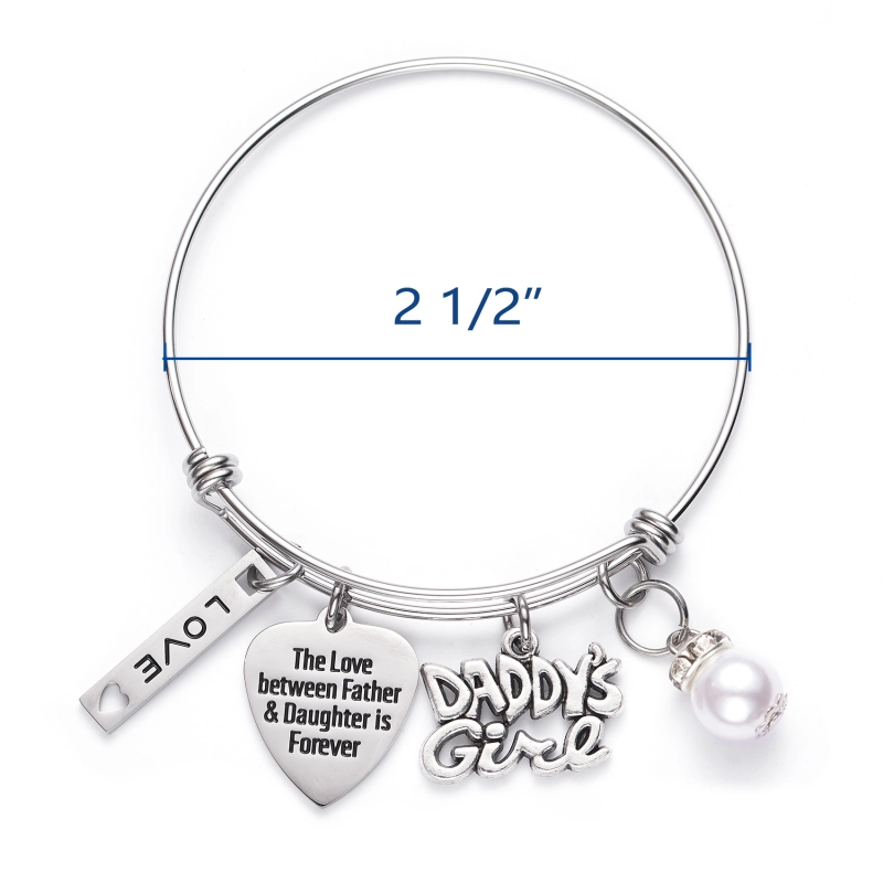 LParkin Daddys Girl Daughter Bracelet Stainless Steel Bangle Birthday Gift for Daughter The Love Between Father and Daughter is Forever