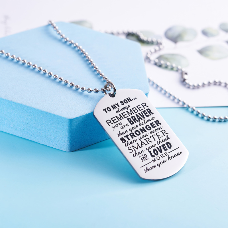 LParkin Son Gifts from Dad Mom Daddy Mommy You are Braver Than You Believe Necklace Jewelry Pendant Dog Tag