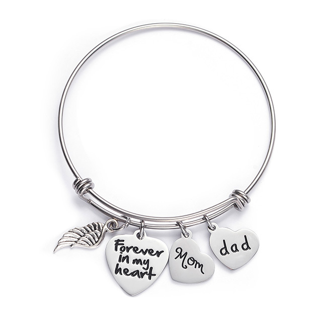 in Memory of Dad Mom Memorial Jewelry Dad Mom Parent Loss Bracelet Stainless Steel