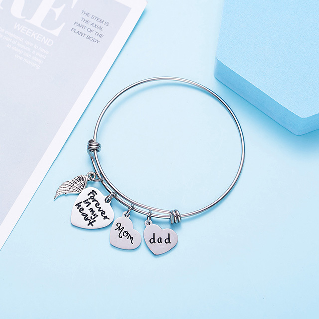 in Memory of Dad Mom Memorial Jewelry Dad Mom Parent Loss Bracelet Stainless Steel