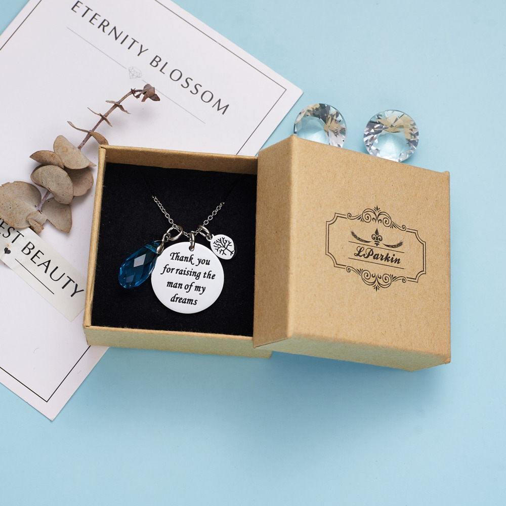 LParkin Mother in Law Gift Thank You for Raising The Man of My Dreams Wedding Gift for MIL Necklace for Mother in Law