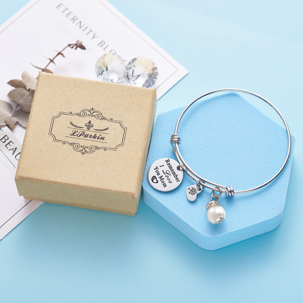 LParkin for Mom Remember I Love You Mom Gift for Mom Mother Bangle Bracelets for Women