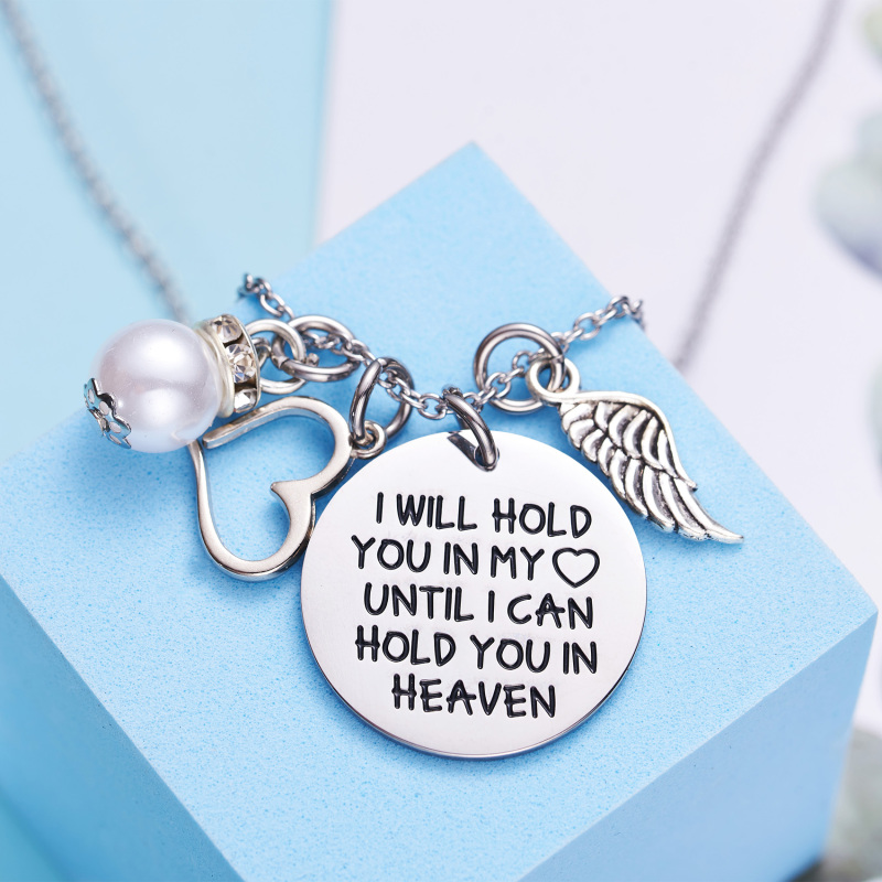 LParkin Memorial Necklace I Will Hold You in My Heart Until I Can Hold You in Heaven Pendant Loss of Child Necklace Heart Necklace Cremation Jewelry G