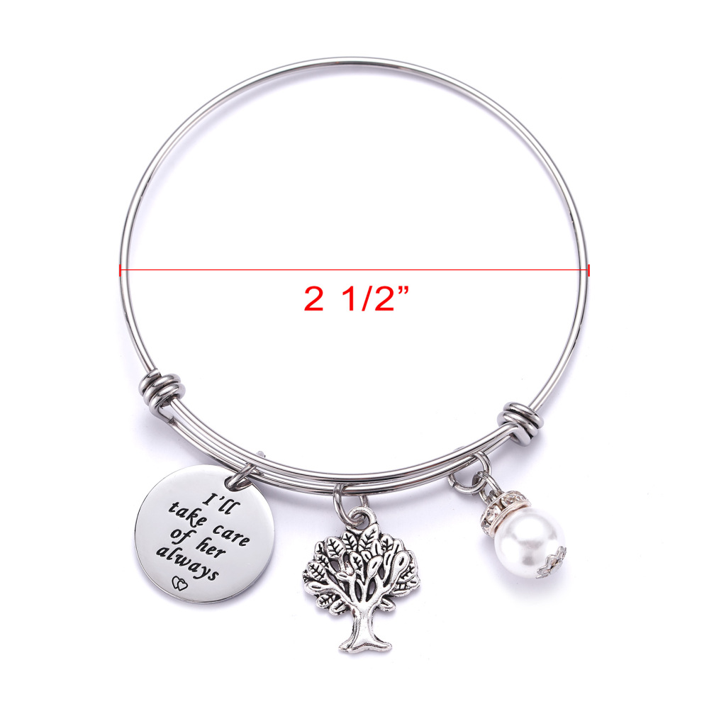 LParkin Mother in Law Gift Thank You for Raising The Man of My Dreams I Will Take Care of Her Always Banlgle Bracelet