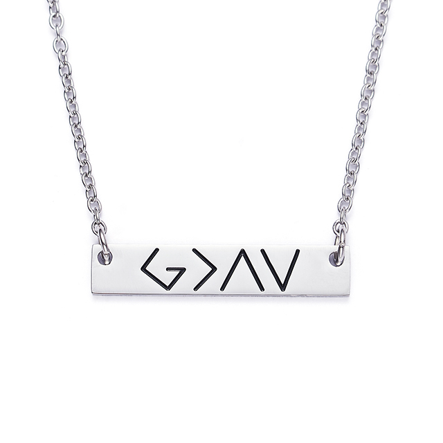 LParkin God is Greater Than The Highs and Lows Specific Bar Necklace Gold Coordinates Bar Necklaces