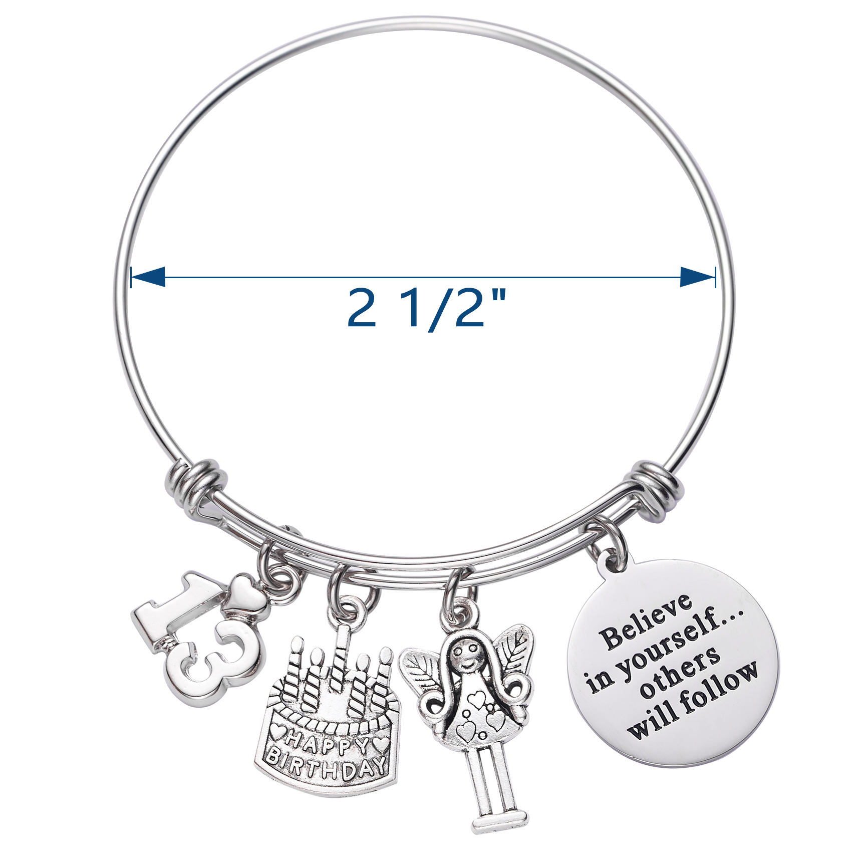 LParkin 13th Birthday Gifts for Girls Gifts for Her Stainless Steel Expandable Bangle