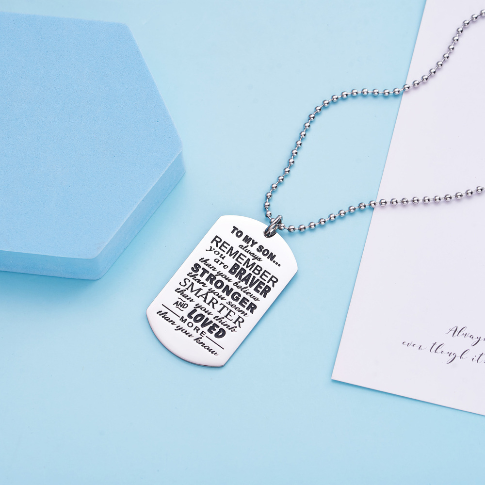 LParkin Son Gifts from Dad Mom Daddy Mommy You are Braver Than You Believe Necklace Jewelry Pendant Dog Tag