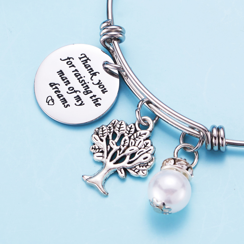LParkin Mother in Law Gift Thank You for Raising The Man of My Dreams I Will Take Care of Her Always Banlgle Bracelet