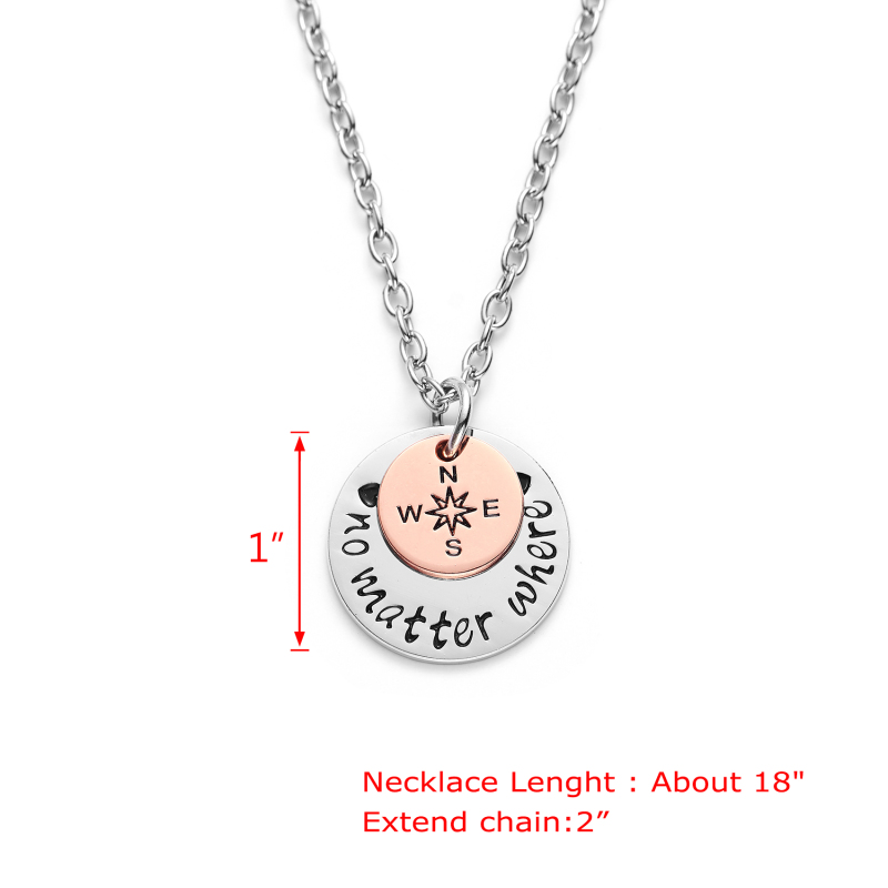 LParkin Cousin Jewelry Long Distance Gift Going Away Gifts No Matter Where Travel Necklace Compass Necklaces for BFF Friendship