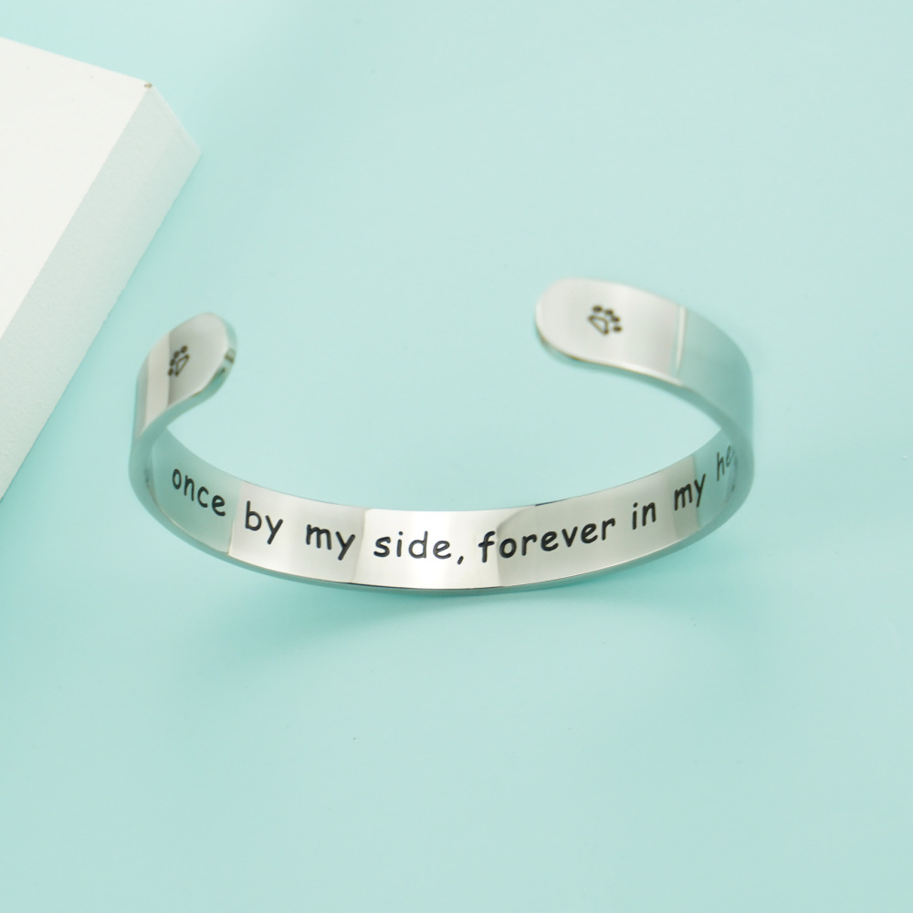LParkin Once by My Side Forever in My Heart Cuff Bracelet Pet Memorial Bracelets