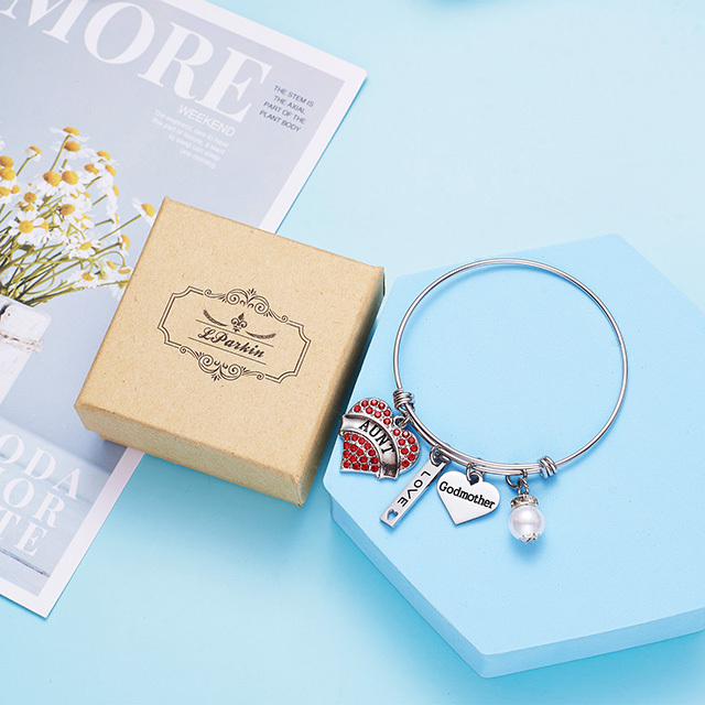 LParkin Aunt Bangle Godmother Bracelet Jewelry Gifts for Godmothers New Aunt Bangle Charm Bracelets