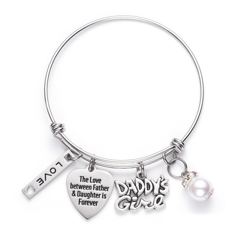 LParkin Daddys Girl Daughter Bracelet Stainless Steel Bangle Birthday Gift for Daughter The Love Between Father and Daughter is Forever