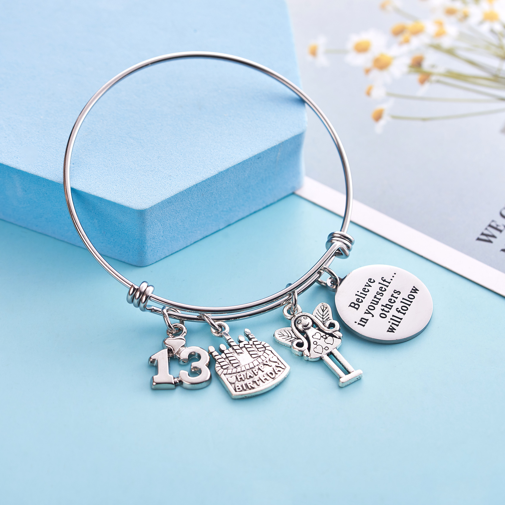 LParkin 13th Birthday Gifts for Girls Gifts for Her Stainless Steel Expandable Bangle