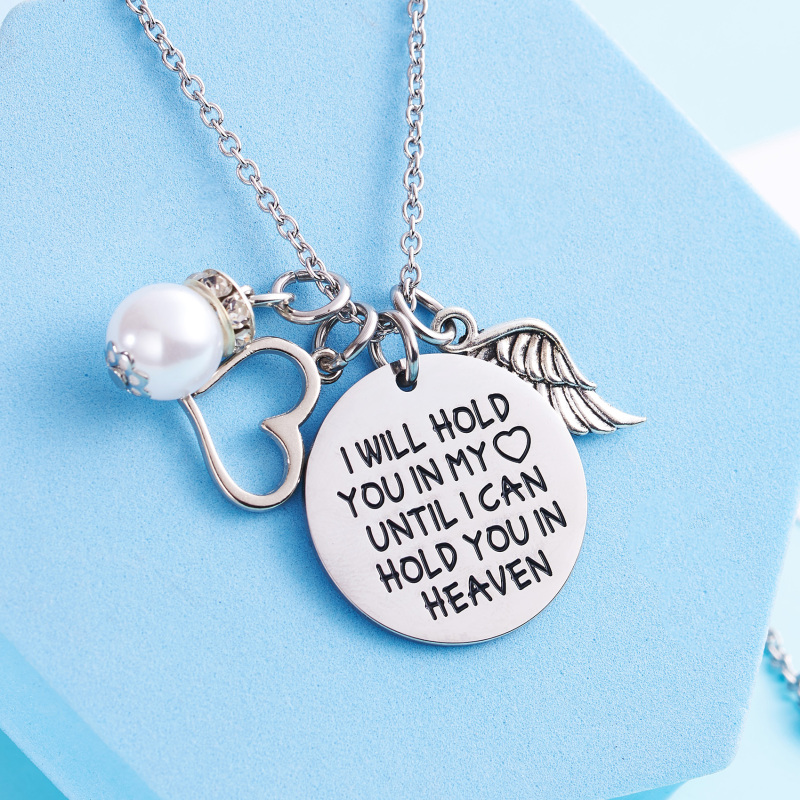 LParkin Memorial Necklace I Will Hold You in My Heart Until I Can Hold You in Heaven Pendant Loss of Child Necklace Heart Necklace Cremation Jewelry G