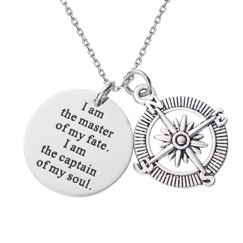 LParkin I Am The Master of My Fate I Am The Captain of My Soul Compass Necklace Jewelry Invictus Inspirational Quote Graduation Gift