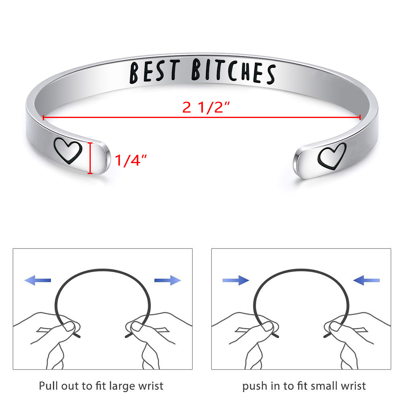 LParkin Friendship Bracelet Stainless Steel Best Bitchs Bracelet