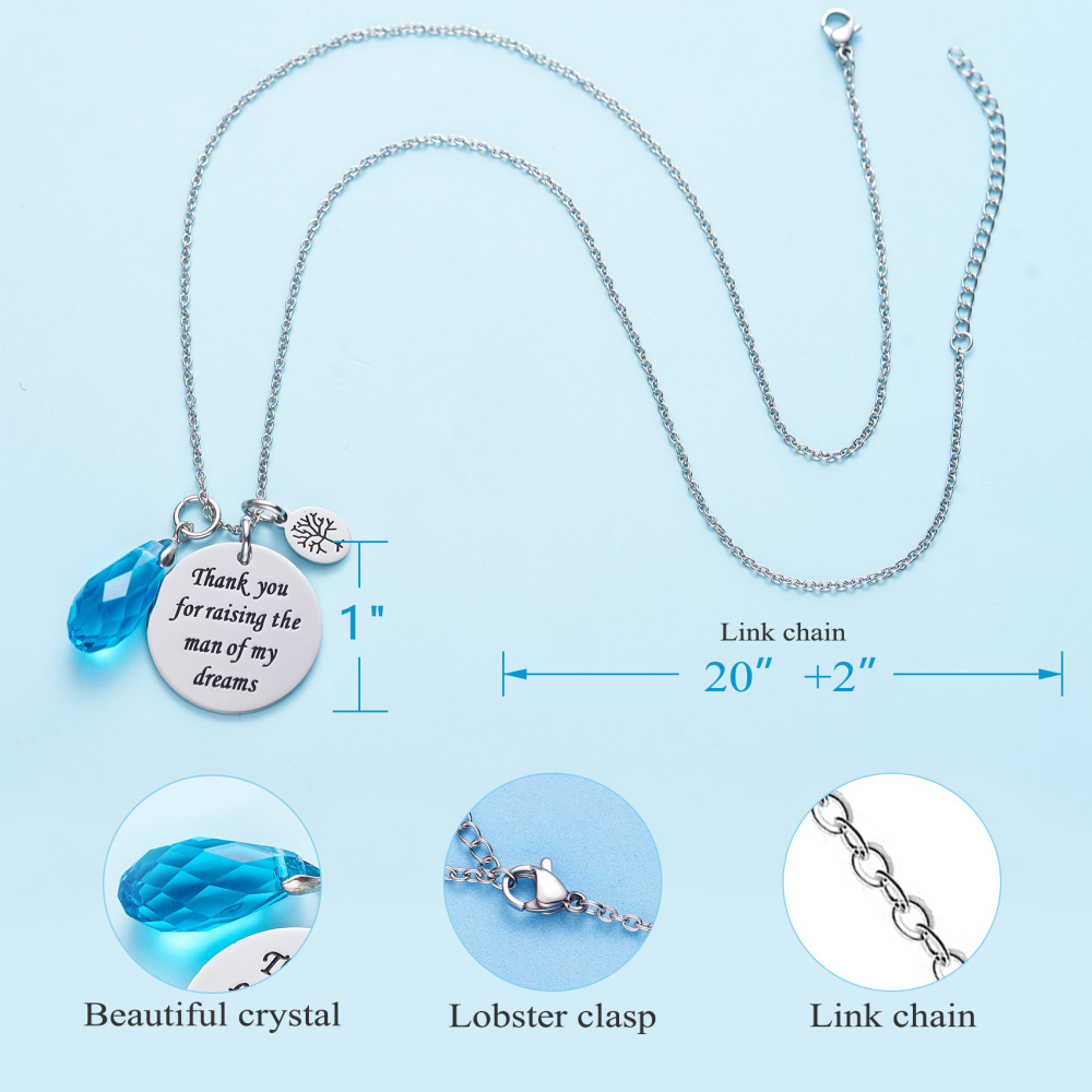 LParkin Mother in Law Gift Thank You for Raising The Man of My Dreams Wedding Gift for MIL Necklace for Mother in Law