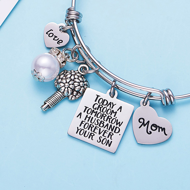 LParkin Mother of The Groom Gift Bracelet Today a Groom Tomorrow a Husband Forever Your Son Bangle Bracelets