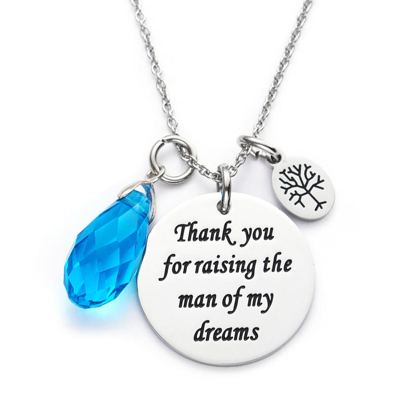 LParkin Mother in Law Gift Thank You for Raising The Man of My Dreams Wedding Gift for MIL Necklace for Mother in Law