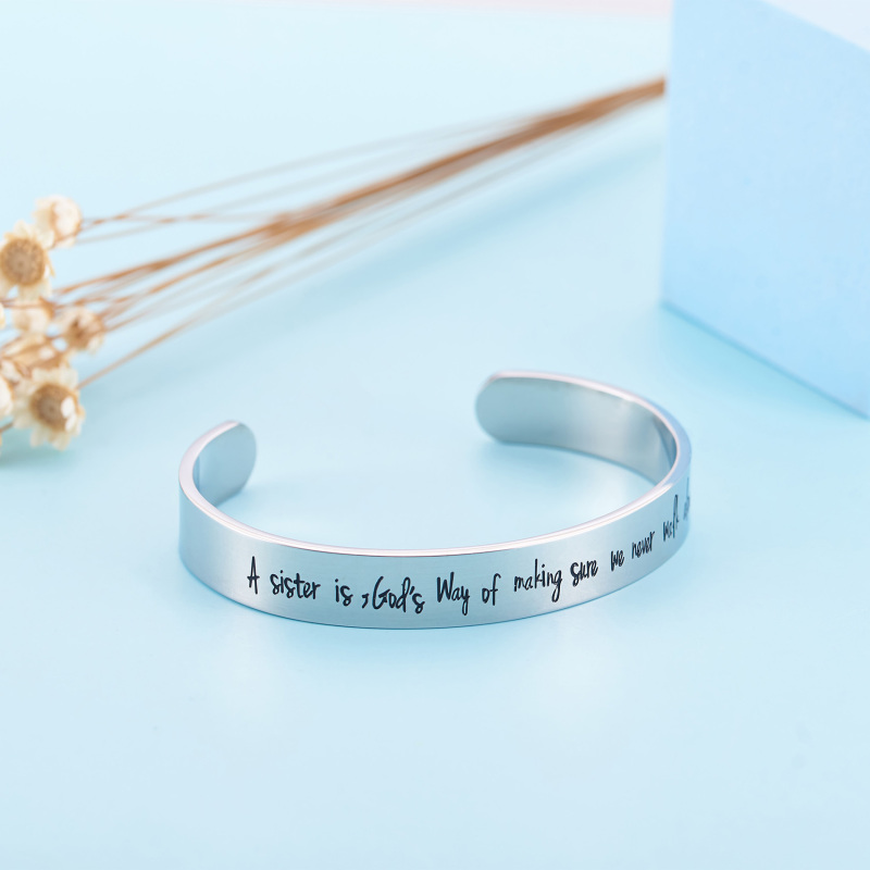 LParkin Sister Gifts from Sister Bracelets A Sister is God's Way of Making Sure We Never Walk Alone Stainless Steel Polished 6”3/8”