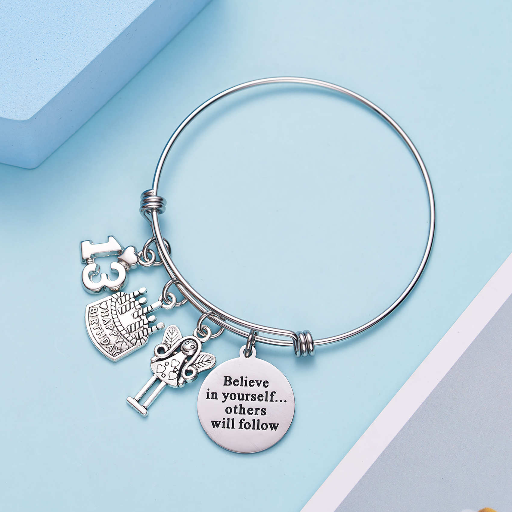 LParkin 13th Birthday Gifts for Girls Gifts for Her Stainless Steel Expandable Bangle