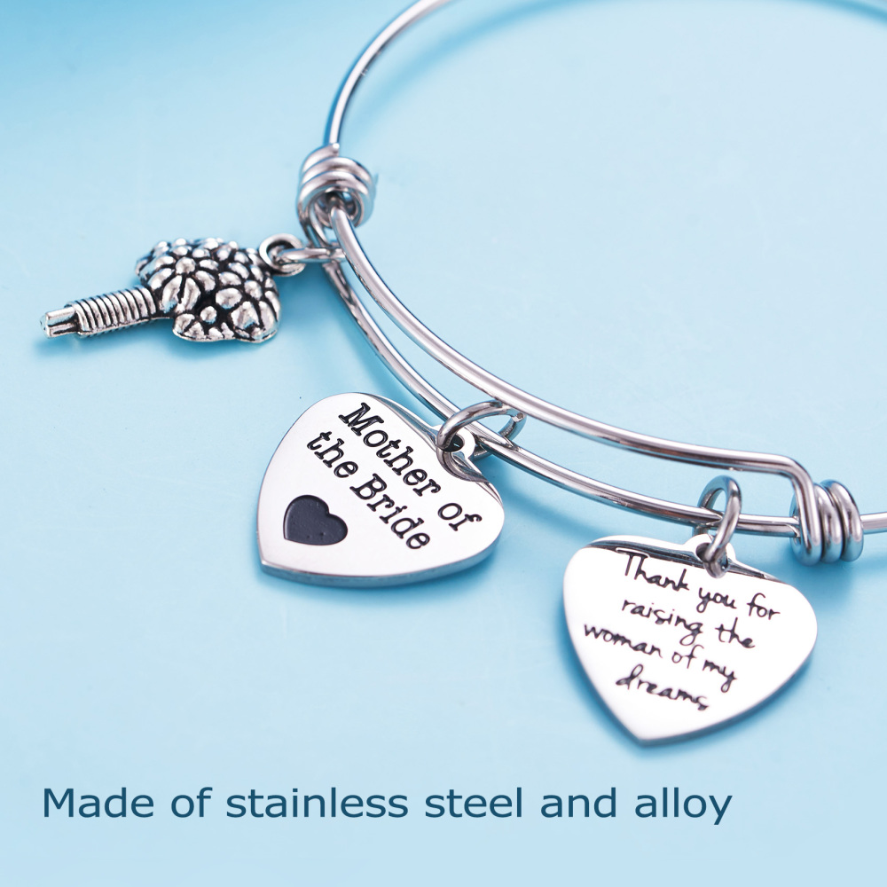 LParkin Mother of The Bride Bangle Bracelet Wedding Gift Jewelry Thank You for Raising The Woman of My Dreams