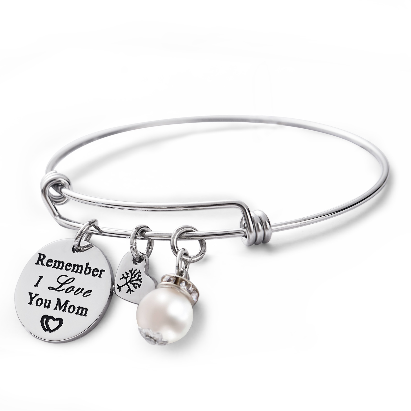 LParkin for Mom Remember I Love You Mom Gift for Mom Mother Bangle Bracelets for Women