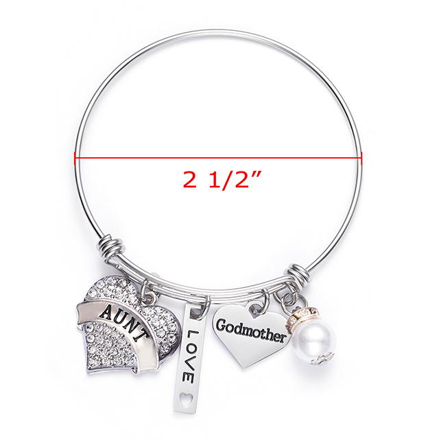 LParkin Aunt Bangle Godmother Bracelet Jewelry Gifts for Godmothers New Aunt Bangle Charm Bracelets