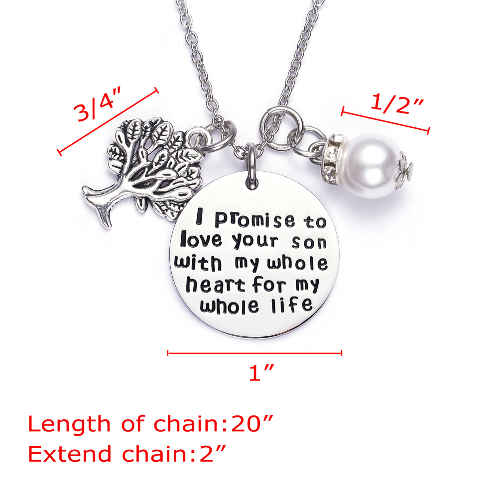 LParkin I Promise to Love Your Son with My Whole Heart for My Whole Life Necklace Mother of The Groom Gift Wedding Pendent Necklace