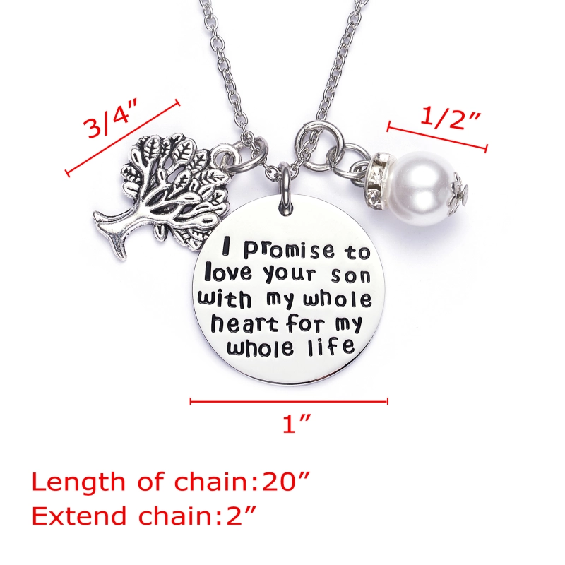 LParkin I Promise to Love Your Son with My Whole Heart for My Whole Life Necklace Mother of The Groom Gift Wedding Pendent Necklace