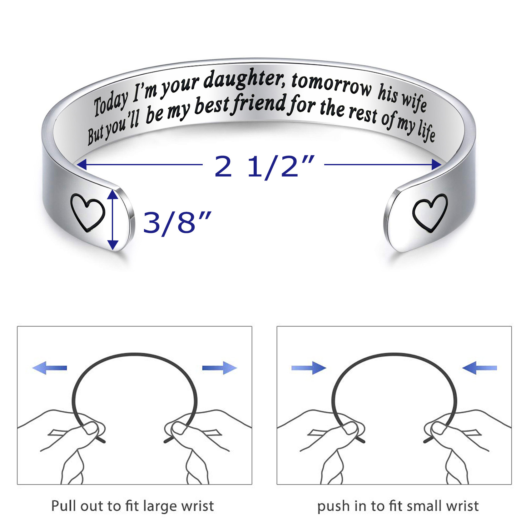 LParkin Mother of The Bride Gifts from Daughter Today I'm Your Daughter Tomorrow His Wife But You'll Be My Best Friend for The Rest of My Life Bracele