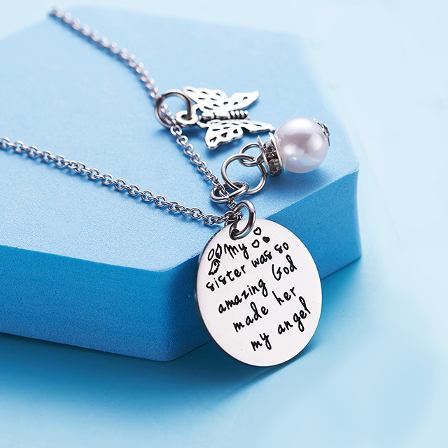 LParkin Sister Memorial Necklace My Sister was So Amazing God Made Her My Angel Sympathy Gift