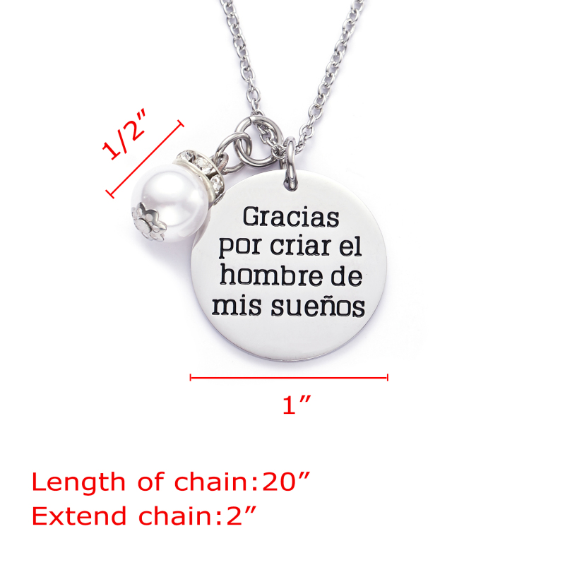 LParkin Spanish Mother of The Groom Necklace Gracias Por Criar El Hombre De Mis Suenos Mother in Law Necklaces Gift Jewelry