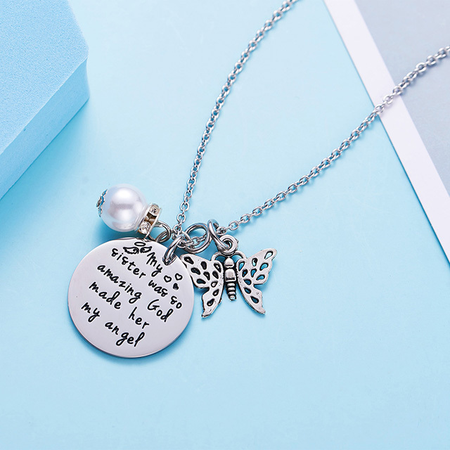 LParkin Sister Memorial Necklace My Sister was So Amazing God Made Her My Angel Sympathy Gift