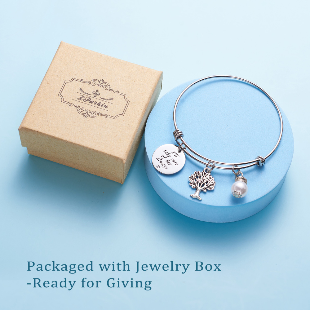 LParkin Mother in Law Gift Thank You for Raising The Man of My Dreams I Will Take Care of Her Always Banlgle Bracelet