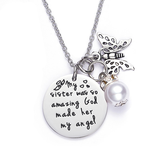 LParkin Sister Memorial Necklace My Sister was So Amazing God Made Her My Angel Sympathy Gift