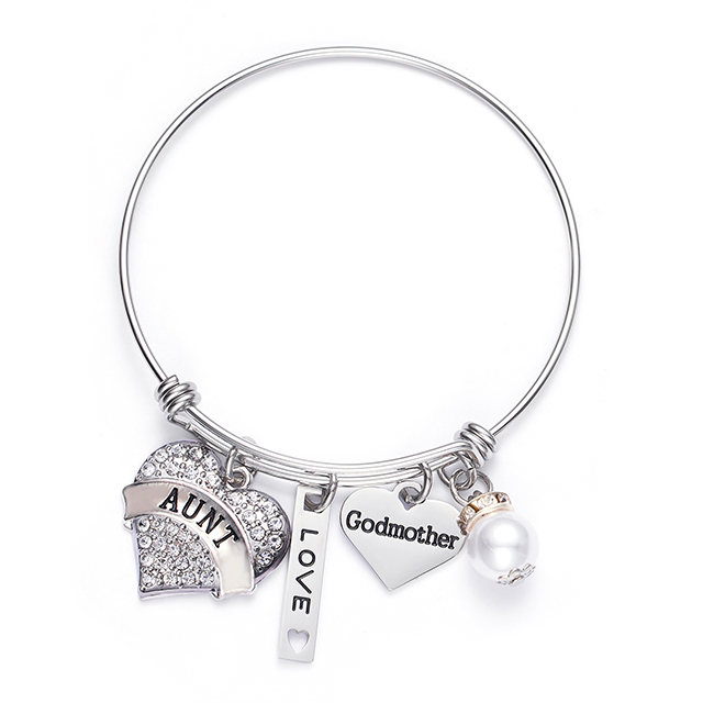 LParkin Aunt Bangle Godmother Bracelet Jewelry Gifts for Godmothers New Aunt Bangle Charm Bracelets