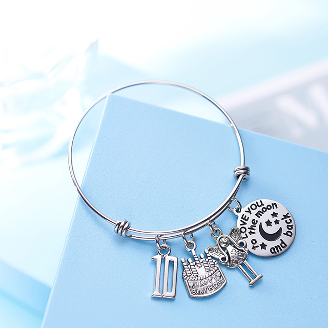LParkin 10th Birthday Gifts for Girls Gifts for Her 10 Year Old Girl Gifts Stainless Steel Expandable Bangle