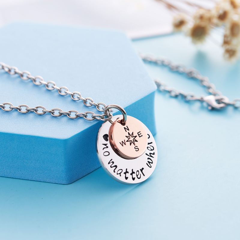 LParkin Cousin Jewelry Long Distance Gift Going Away Gifts No Matter Where Travel Necklace Compass Necklaces for BFF Friendship