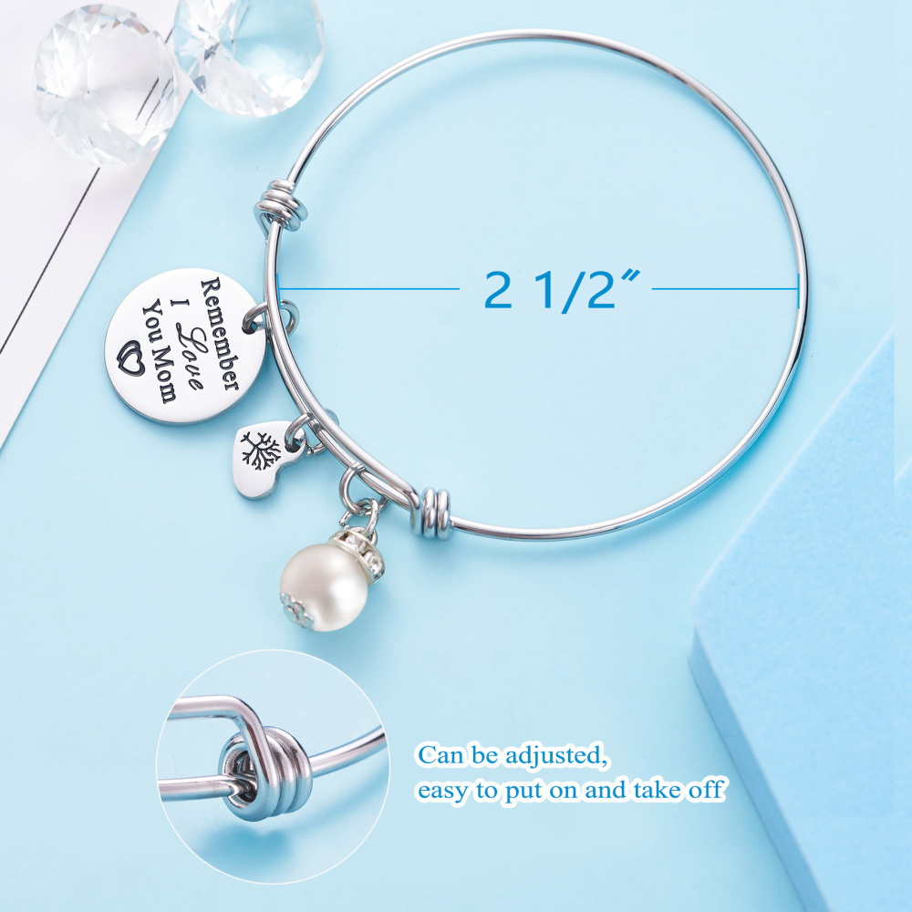 LParkin for Mom Remember I Love You Mom Gift for Mom Mother Bangle Bracelets for Women