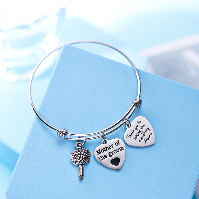 LParkin Mother of The Groom Adjustable Bangle Thank You for Raising The Man of My Dreams Bracelet Thank You Gifts