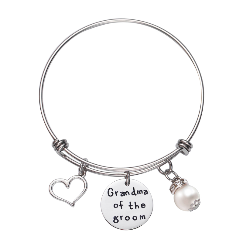 LParkin Grandma of The Groom Bracelet Stainless Steel Wedding Bridal Party Gift